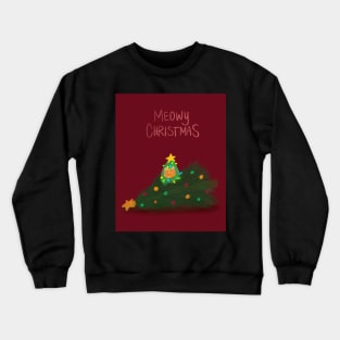 Meowy Christmas - cat in a christmas tree Crewneck Sweatshirt